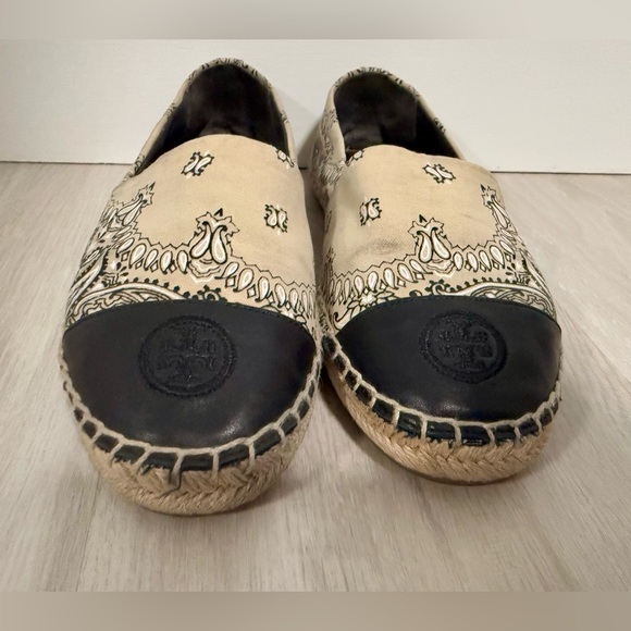 Tory Burch Espadrilky Color Block Flat Espadrille White/Black Size 7.5 - Picture 8 of 10